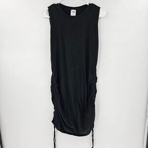 Victoria's Secret PINK black large dress ruched sides mini tank top vacation